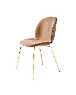 Beetle Dining Chair, 3D Veneer & Front Upholstered by GUBI in Belsuede Special FR, Dedar (132, Standard), Brass Semi Matt, American Walnut Semi Matt Lacquered, EU – product photo 3 of 3
