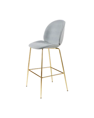 Beetle Bar Chair, 3D Veneer & Front Upholstered by GUBI in Kvadrat Sahco, Acca Stripe 0731, Lunar Gray, Brass Semi Matt – product photo 4 of 4