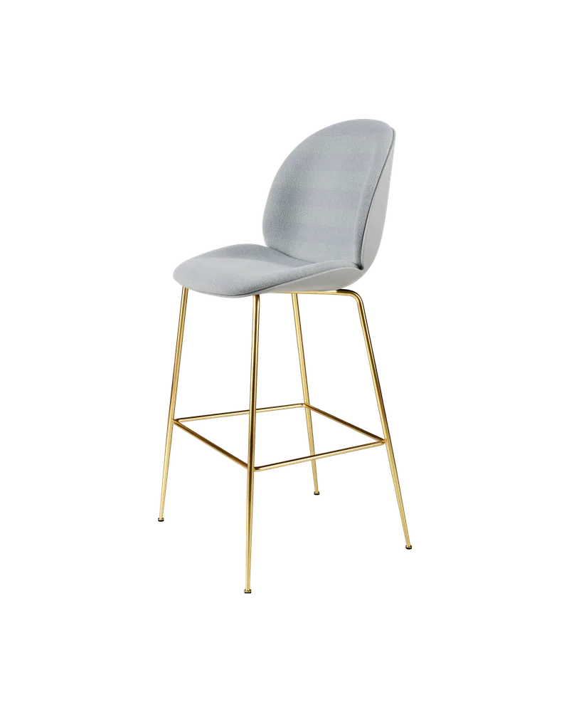 Beetle Bar Chair, 3D Veneer & Front Upholstered by GUBI in Kvadrat Sahco, Acca Stripe 0731, Lunar Gray, Brass Semi Matt – product photo 4 of 4