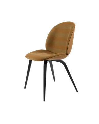 Beetle Dining Chair, Front Upholstered van GUBI in Kvadrat Sahco, Acca Stripe 0331, Black Stained Beech, Amber Brown – productfoto 5 van 5