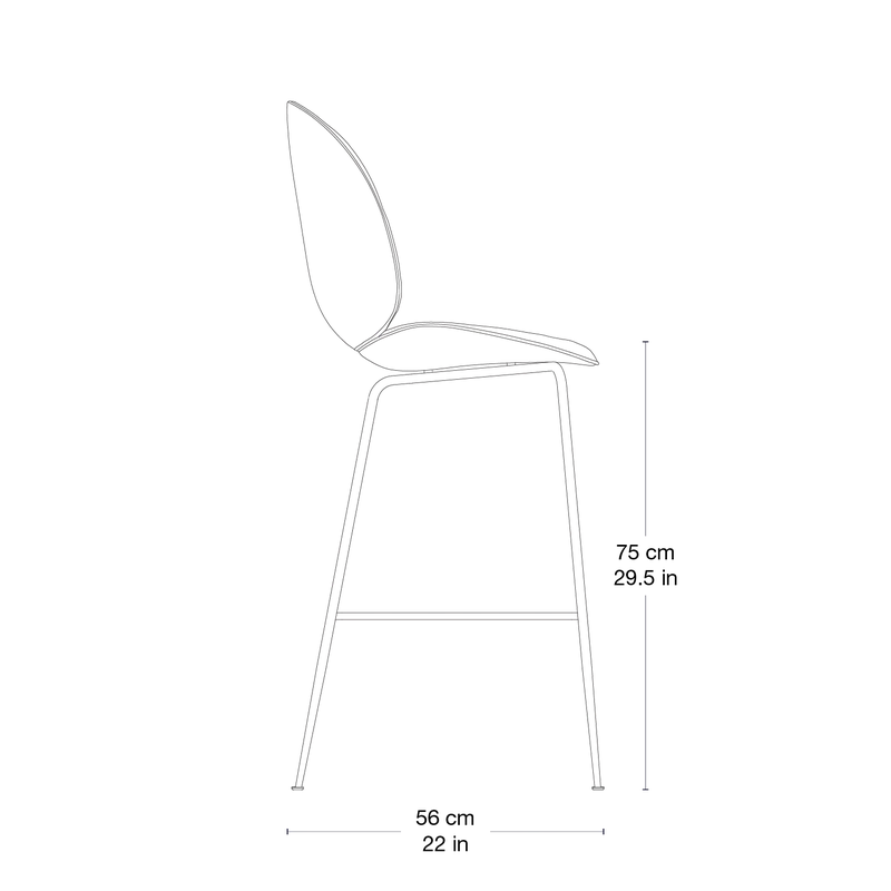 Beetle Soft Bar Chair, Fully Upholstered by GUBI in Reales, GUBI (001, Standard), Black Chrome – product photo 2 of 3