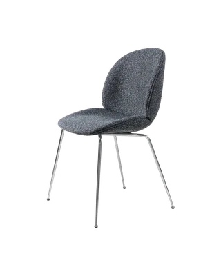 Beetle Dining Chair, Fully Upholstered von GUBI in Around Bouclé, Dedar (023, Standard), Conic base, Chrome – Produktfoto 5 von 5