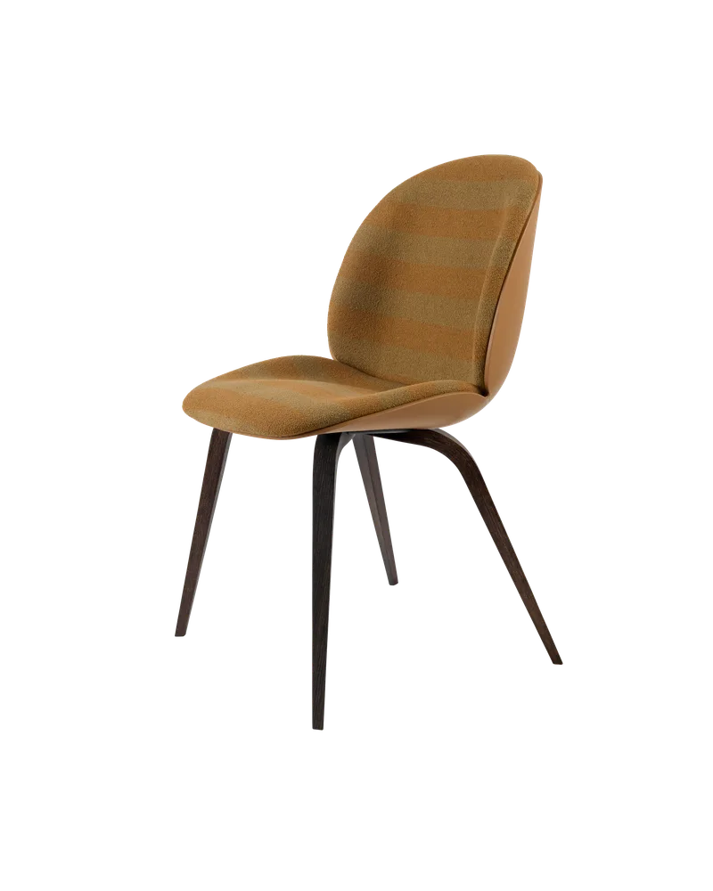 Beetle Dining Chair, Front Upholstered by GUBI in Kvadrat Sahco, Acca Stripe 0331, Smoked Oak, Amber Brown – product photo 5 of 5