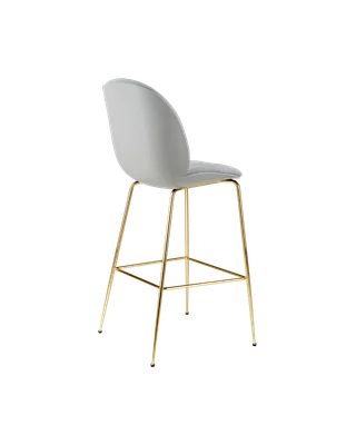 Beetle Bar Chair, 3D Veneer & Front Upholstered by GUBI in Kvadrat Sahco, Acca Stripe 0731, Lunar Gray, Brass Semi Matt – product photo 3 of 4