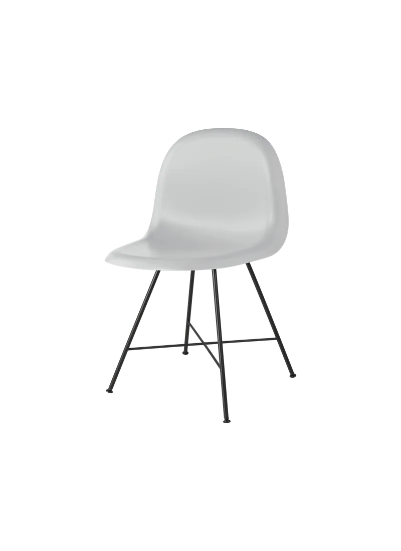 GUBI 3D Dining Chair, Un-Upholstered by GUBI in Lunar Gray, Matt Black, Center base – product photo