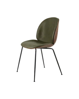 Beetle Dining Chair, 3D Veneer & Front Upholstered by GUBI in Soft Leather, GUBI (Army, Standard), Matt Black, American Walnut Semi Matt Lacquered, EU – product photo 5 of 5