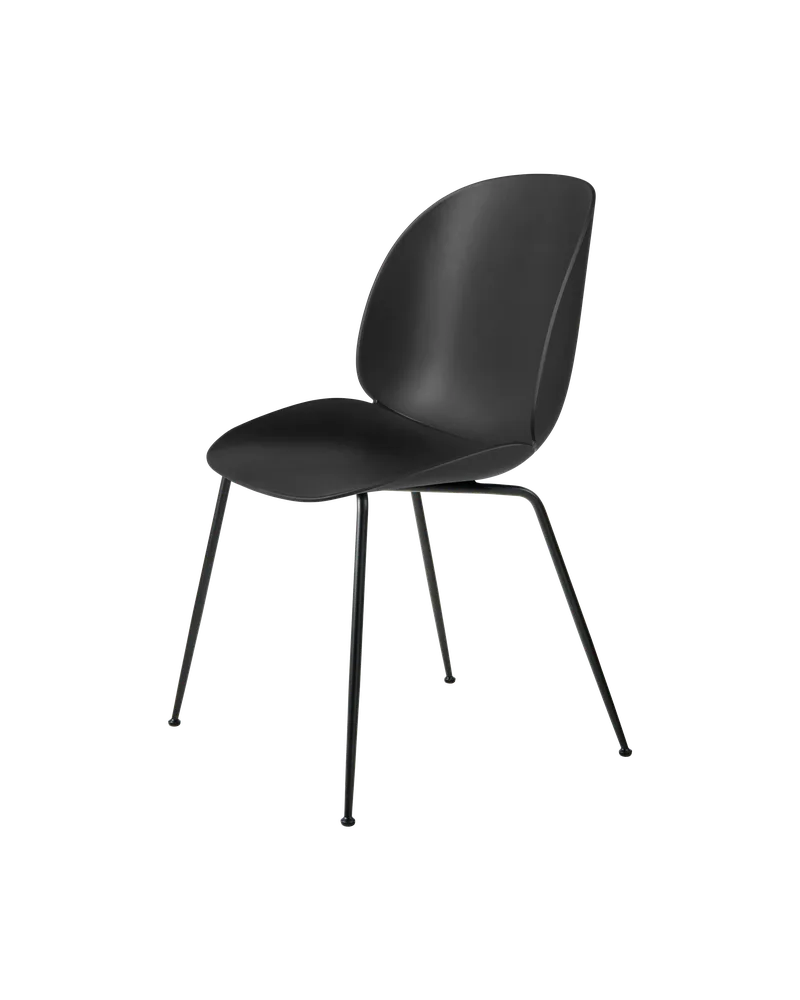 Beetle Dining Chair, Un-Upholstered van GUBI in Black, Conic base, Matt Black – productfoto 3 van 3