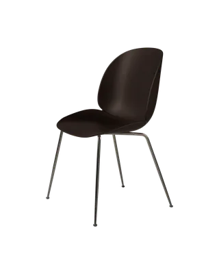 Beetle Dining Chair, Un-Upholstered by GUBI in Mocha Brown, Conic base, Black Chrome – product photo 3 of 3