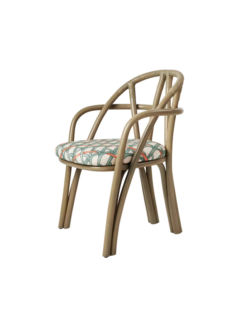 Bistra Dining Armchair by GUBI in Reales Pattern, GUBI (001, Standard), Olive Stained Rattan – product photo 7 of 7