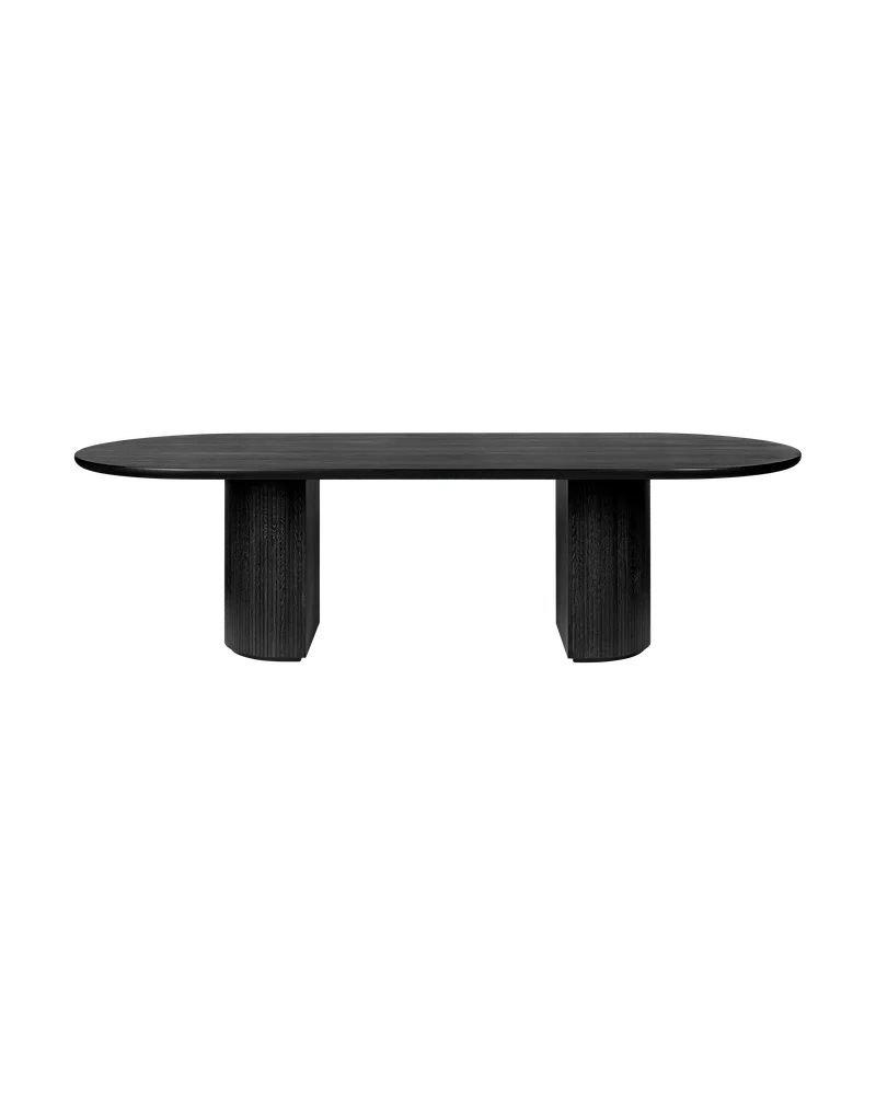 Moon Dining Table, Elliptical by GUBI in Brown/Black Stained Veneer Oak Lacquered, Brown/Black Stained Veneer Oak Lacquered, 258 × 101 cm – product photo