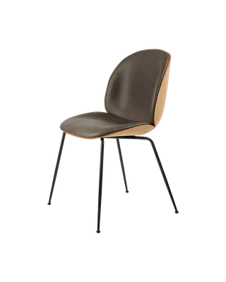 Beetle Dining Chair, 3D Veneer & Front Upholstered by GUBI in Soft Leather, GUBI (Gray, Standard), Matt Black, Oak Semi Matt Lacquered, EU – product photo 3 of 3