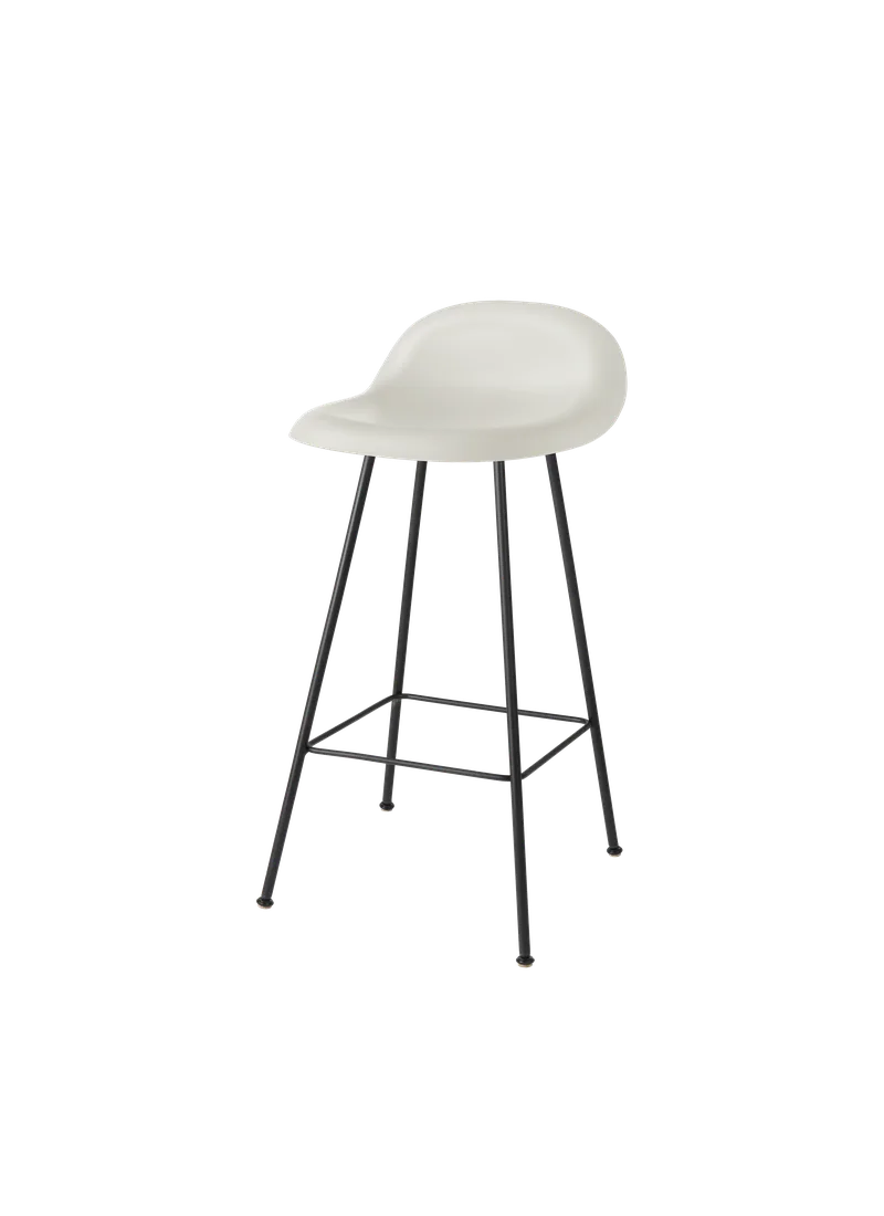 GUBI 3D Counter Stool, Un-Upholstered by GUBI in Alabaster White, Center base, Matt Black – product photo