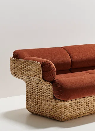 Basket Sofa by GUBI in Belsuede Special FR, Dedar (133, Standard), 2 seater, Rattan – product photo 4 of 8