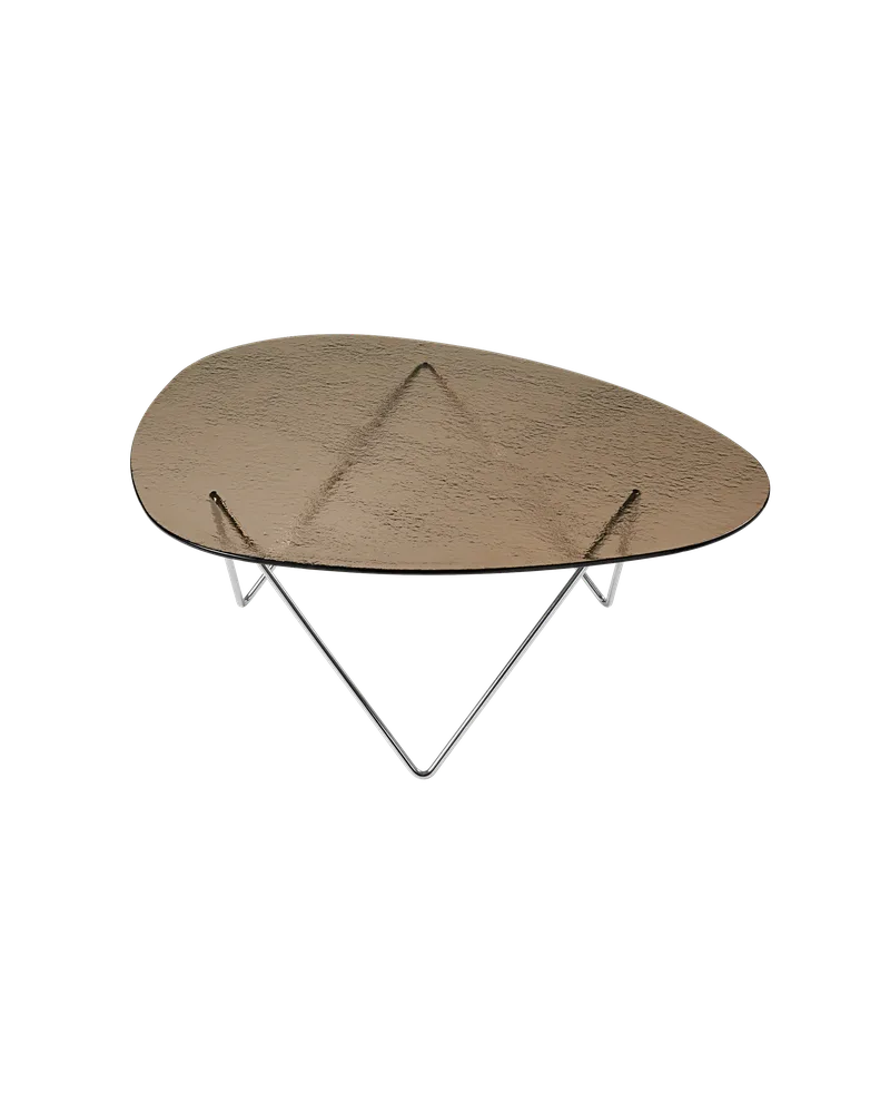 Pedrera Coffee Table von GUBI in Bronze Structured Glass, Chrome – Produktfoto