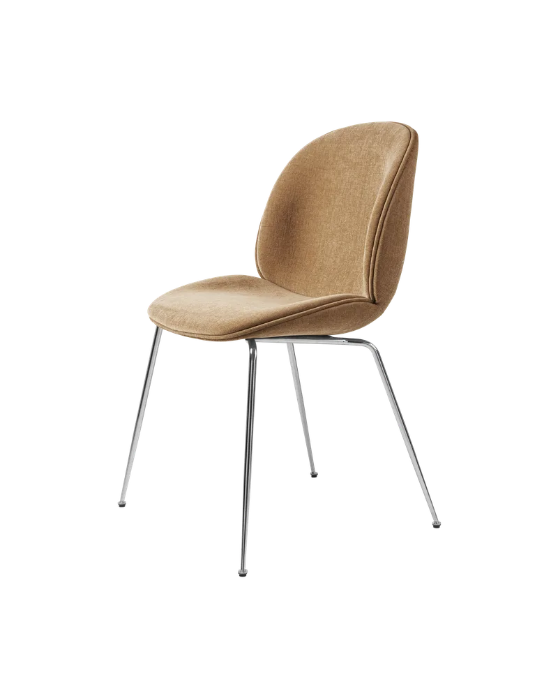 Beetle Dining Chair, Fully Upholstered von GUBI in Belsuede Special FR, Dedar (003, Standard), Conic base, Chrome – Produktfoto 5 von 5