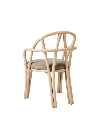 Bistra Dining Armchair van GUBI in Fustagno, GUBI (002, Standard), Natural Lacquered Rattan – productfoto 5 van 6