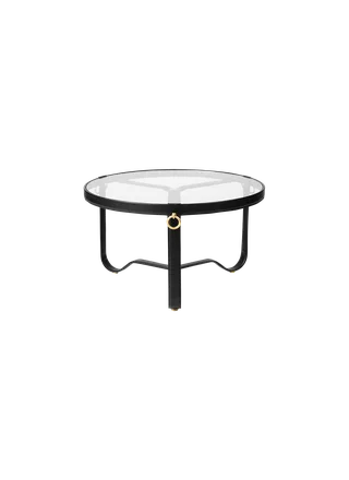 Adnet Coffee Table, Circular by GUBI in Black Leather, Glass, Ø70 cm – product photo 3 of 3