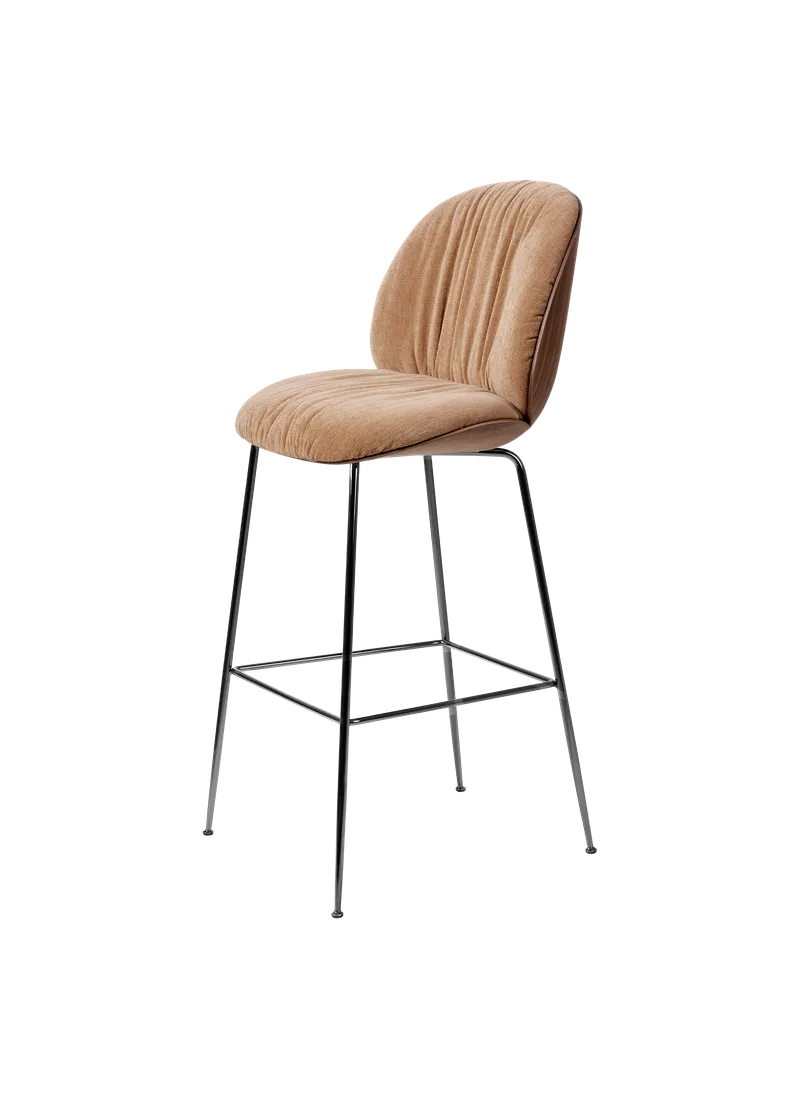 Beetle Soft Bar Chair, Front Upholstered by GUBI in Belsuede Special FR, Dedar (132, Standard), American Walnut Semi Matt Lacquered, Black Chrome – product photo 3 of 3