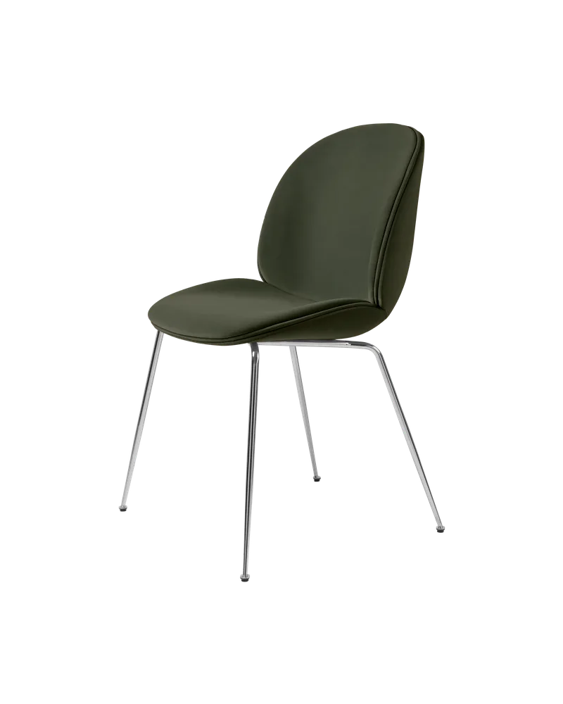Beetle Dining Chair, Fully Upholstered von GUBI in Sunday, Dedar (018, Standard), Conic base, Chrome – Produktfoto 5 von 5