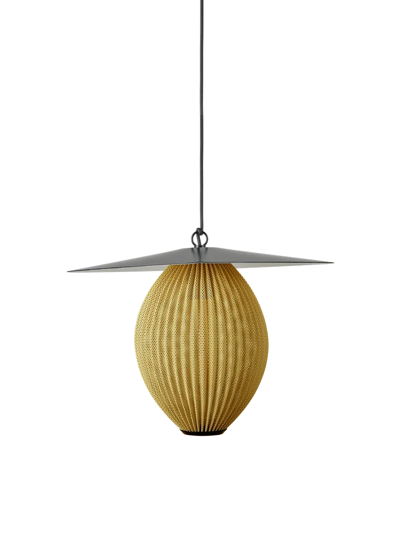 Satellite Pendant, Outdoor by GUBI in Mustard Gold Semi Matt, Ø27 × 38,5 cm, EU – product photo