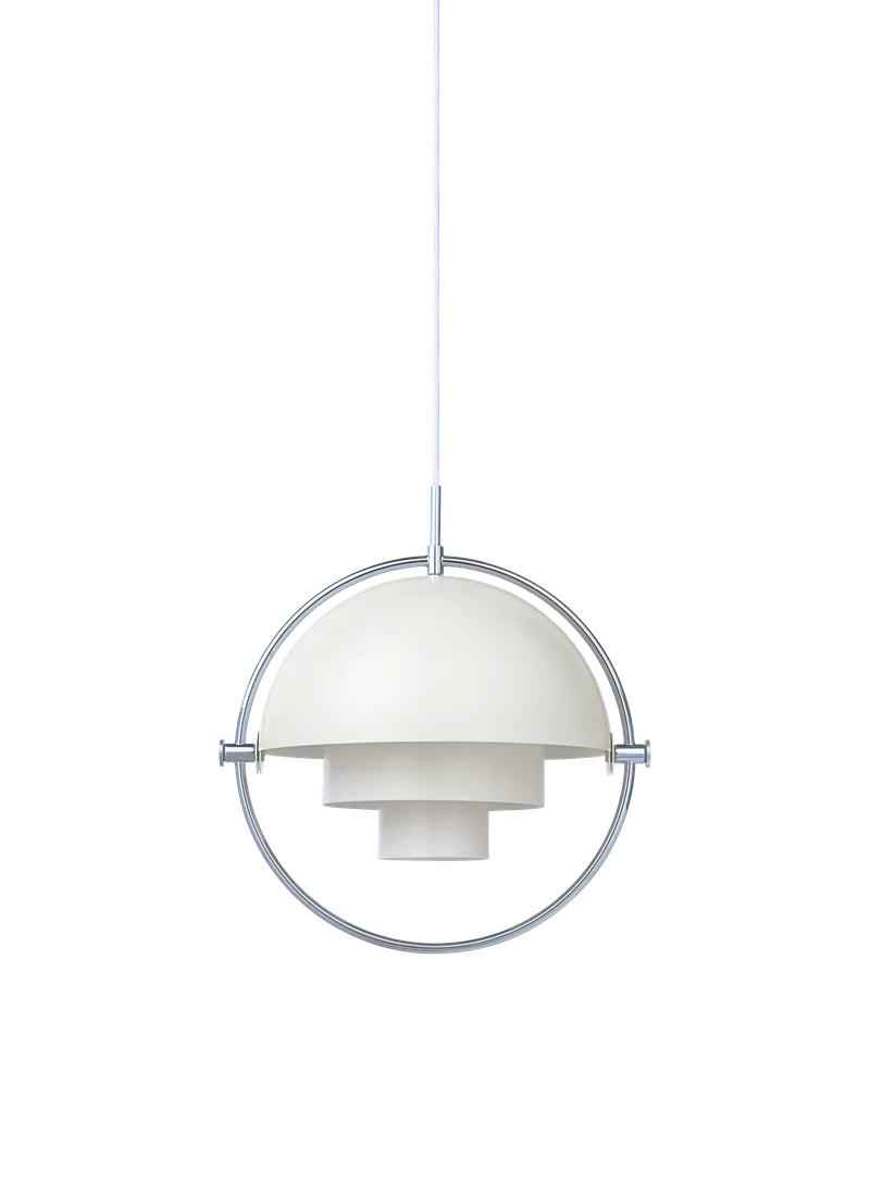 Multi-Lite Pendant von GUBI in White Semi Matt, Chrome, Ø32 × 16 cm, EU – Produktfoto