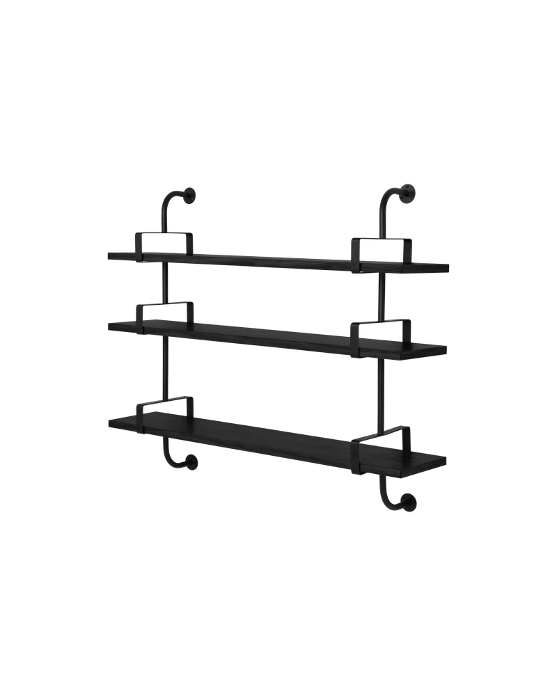 Démon Shelf van GUBI in Black Stained Ash Semi Matt Lacquered, 3 Shelves, Medium – productfoto
