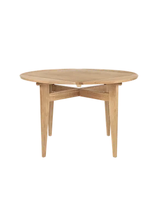 B-Table Dining Table, Pivoting Extendable Top by GUBI in Oak Matt Lacquered, Oak Matt Lacquered, 85 × 85 / Ø116 cm – product photo 1 of 6