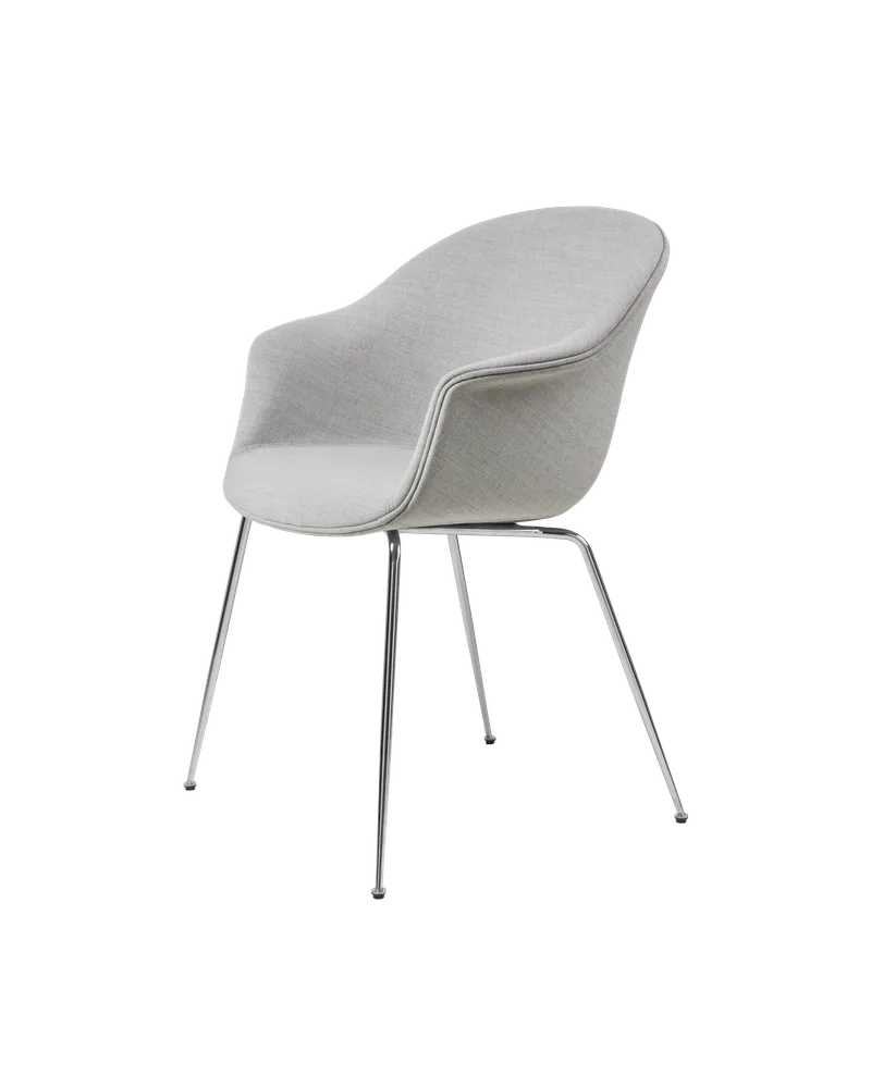 Bat Dining Chair, Fully Upholstered by GUBI in Remix 3, Kvadrat (123, Standard), Conic base, Chrome – product photo 1 of 4