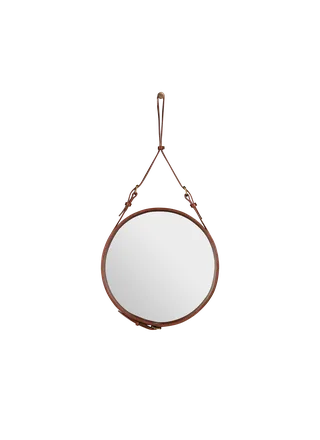 Adnet Wall Mirror, Circular de GUBI en Tan Leather, Ø45 cm – photo du produit 3 sur 3