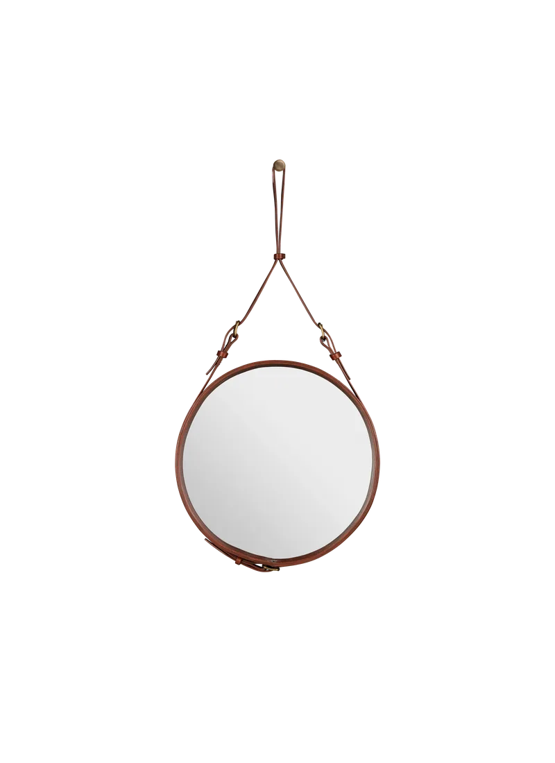 Adnet Wall Mirror, Circular de GUBI en Tan Leather, Ø45 cm – photo du produit 3 sur 3