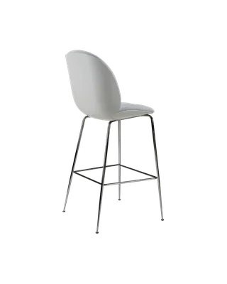 Beetle Bar Chair, 3D Veneer & Front Upholstered de GUBI en Kvadrat Sahco, Acca Stripe 0731, Lunar Gray, Black Chrome – photo du produit 3 sur 4