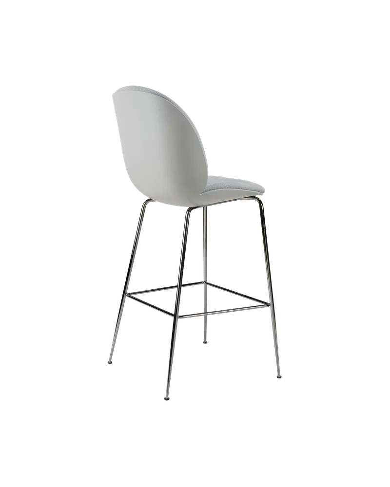 Beetle Bar Chair, 3D Veneer & Front Upholstered de GUBI en Kvadrat Sahco, Acca Stripe 0731, Lunar Gray, Black Chrome – photo du produit 3 sur 4