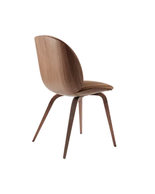 Beetle Dining Chair, 3D Veneer & Front Upholstered by GUBI in Belsuede Special FR, Dedar (132, Standard), American Walnut, American Walnut Semi Matt Lacquered, EU – product photo 2 of 3