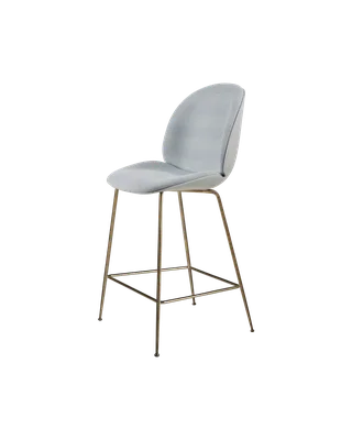 Beetle Counter Chair, 3D Veneer & Front Upholstered von GUBI in Lunar Gray, Antique Brass, Kvadrat Sahco, Acca Stripe 0731 – Produktfoto 4 von 4