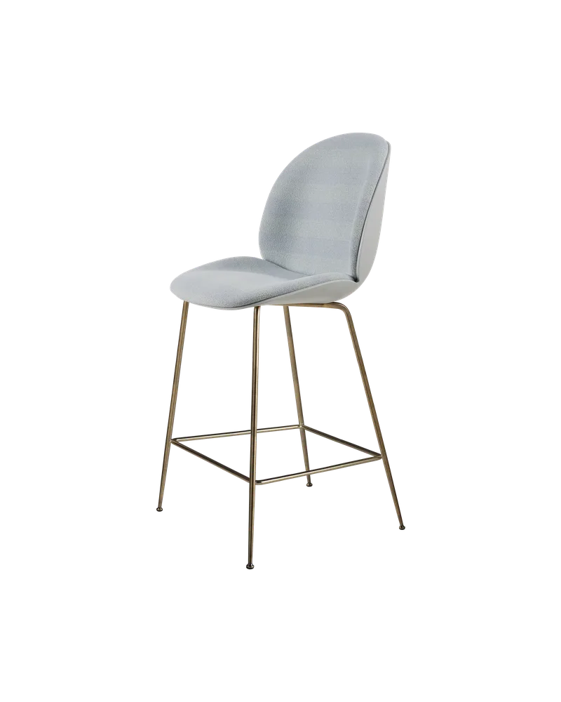 Beetle Counter Chair, 3D Veneer & Front Upholstered von GUBI in Lunar Gray, Antique Brass, Kvadrat Sahco, Acca Stripe 0731 – Produktfoto 4 von 4