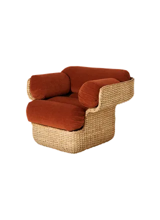 Basket Lounge Chair by GUBI in Belsuede Special FR, Dedar (133, Standard), Rattan – product photo 7 of 7
