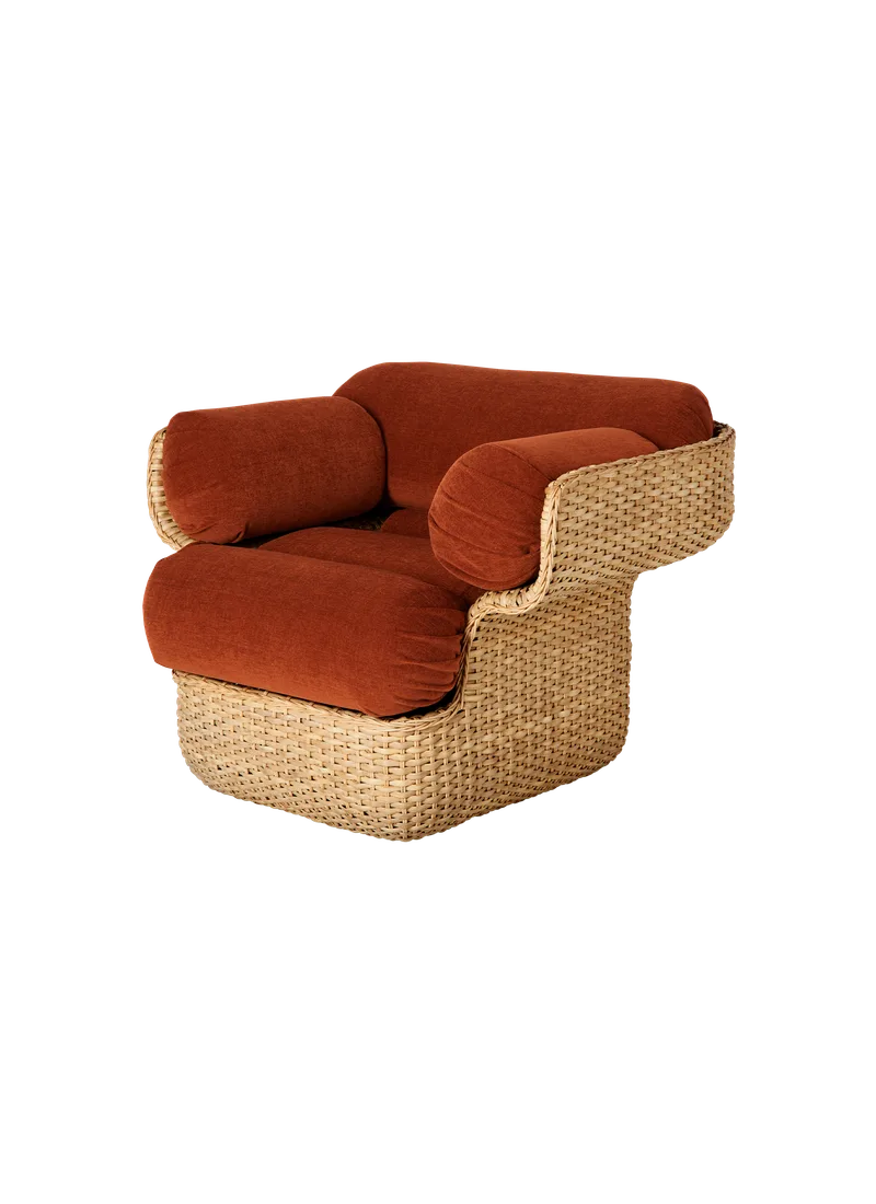 Basket Lounge Chair by GUBI in Belsuede Special FR, Dedar (133, Standard), Rattan – product photo 7 of 7