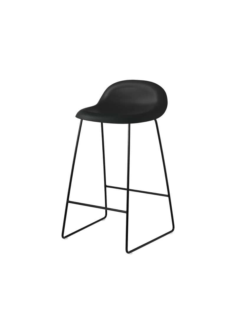 GUBI 3D Counter Stool, Un-Upholstered by GUBI in Black, Sledge base, Matt Black – product photo
