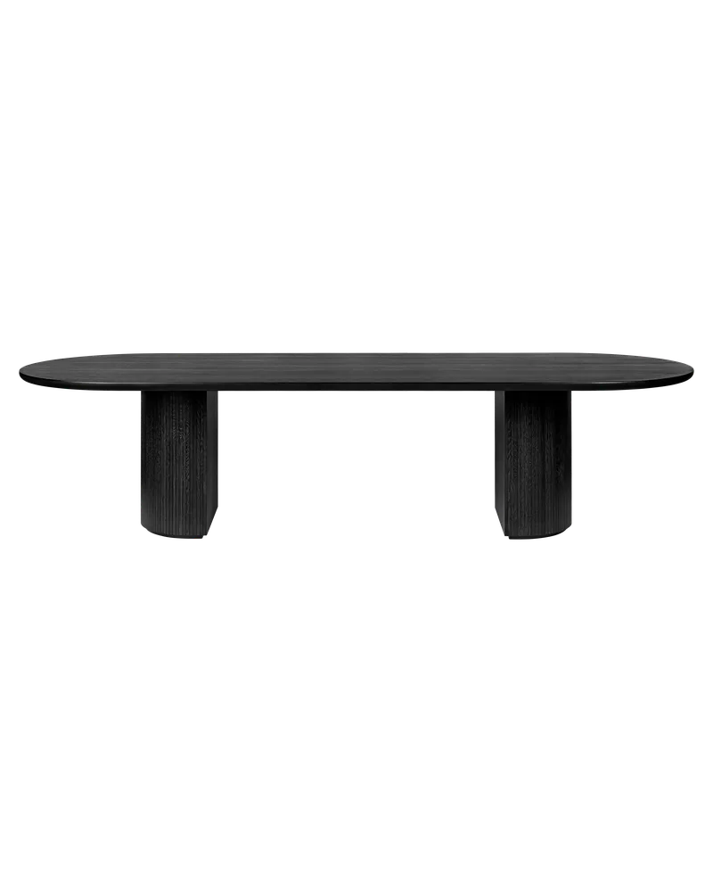 Moon Dining Table, Elliptical by GUBI in Brown/Black Stained Veneer Oak Lacquered, Brown/Black Stained Veneer Oak Lacquered, 298 × 101 cm – product photo
