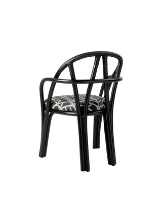 Bistra Dining Armchair by GUBI in Reales Pattern, GUBI (003, Standard), Ebony Painted Rattan – product photo 2 of 7