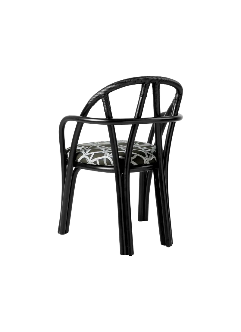 Bistra Dining Armchair by GUBI in Reales Pattern, GUBI (003, Standard), Ebony Painted Rattan – product photo 2 of 7