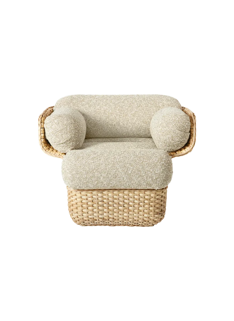Basket Lounge Chair by GUBI in Zero, Kvadrat Sahco (0002, Standard), Rattan – product photo 1 of 5