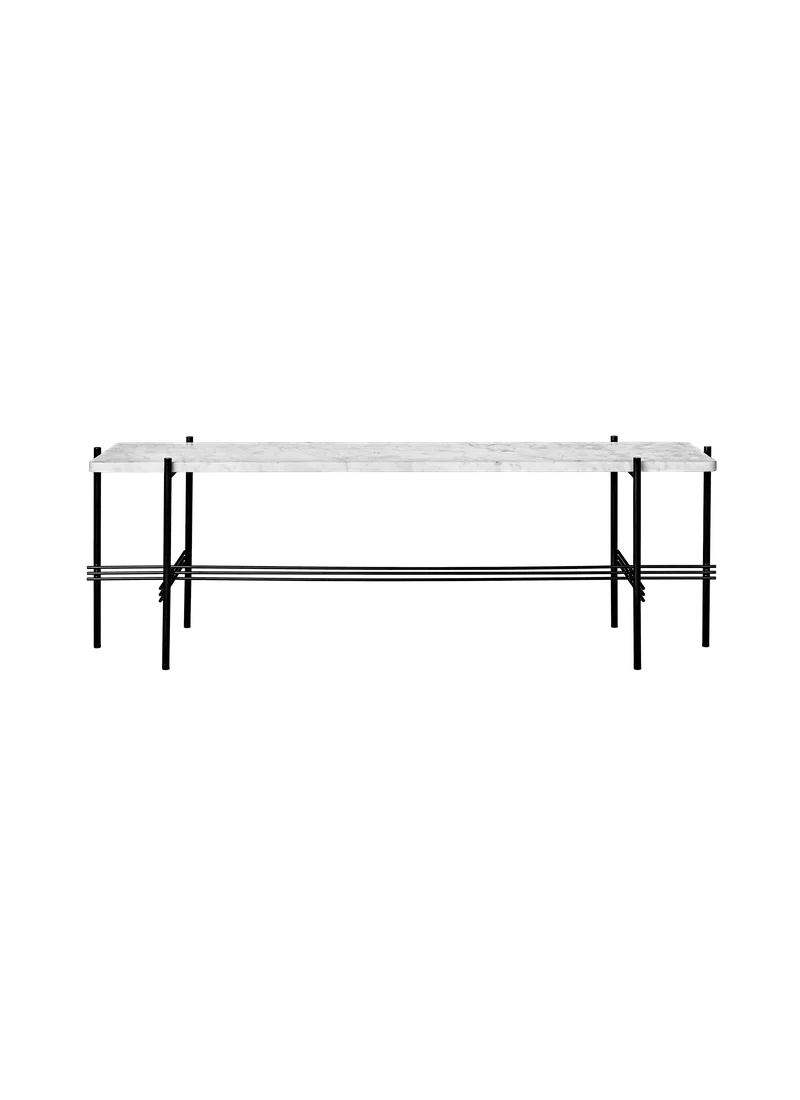 TS Console von GUBI in White Carrara Marble, Black base, 120 × 30 × 40 cm – Produktfoto