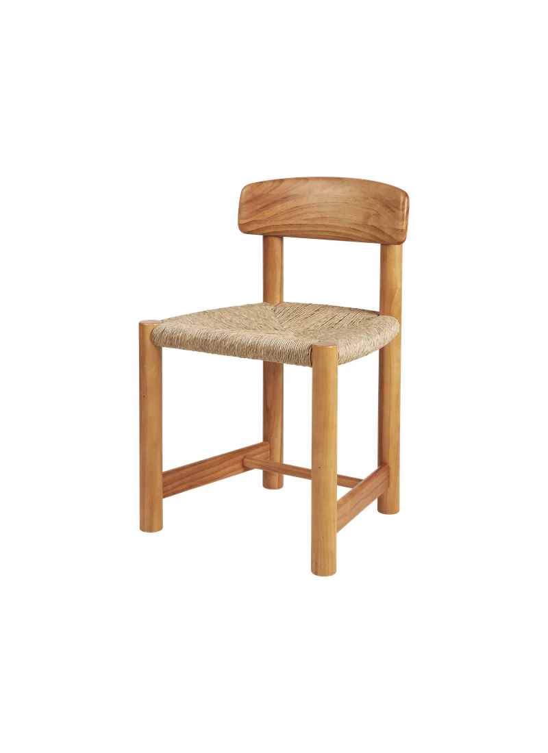 Daumiller Side Chair by GUBI in Golden Pine, Natural Rush – product photo