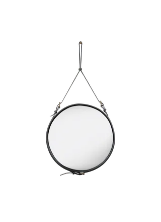 Adnet Wall Mirror, Circular by GUBI in Black Leather, Ø58 cm – product photo 5 of 5