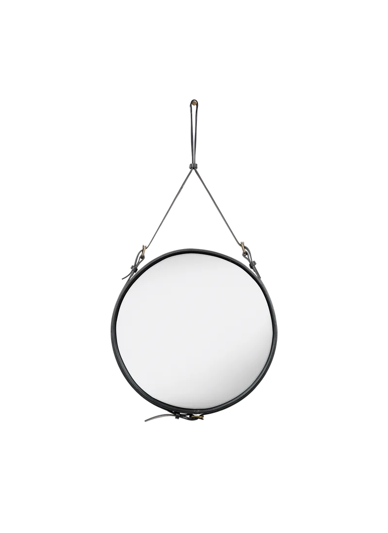 Adnet Wall Mirror, Circular by GUBI in Black Leather, Ø58 cm – product photo 5 of 5