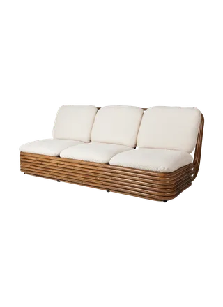 Bohemian 72 Sofa by GUBI in Lupo Special Diagonal Bouclé, Dedar (007, Standard), Rattan, 3 seater – product photo 6 of 6