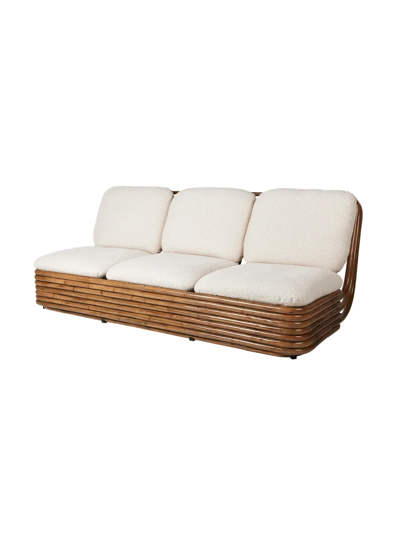 Bohemian 72 Sofa by GUBI in Lupo Special Diagonal Bouclé, Dedar (007, Standard), Rattan, 3 seater – product photo 6 of 6