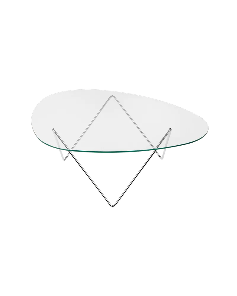 Pedrera Coffee Table by GUBI in Transparent Glass, Chrome – product photo