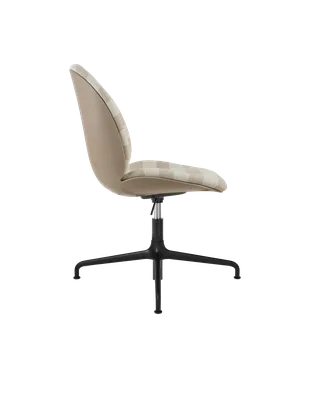 Beetle Meeting Chair, 3D Veneer & Front Upholstered by GUBI in Kvadrat Sahco, Acca Stripe 0131, New Beige, Height adjustable 4-star base, Matt Black – product photo 2 of 5